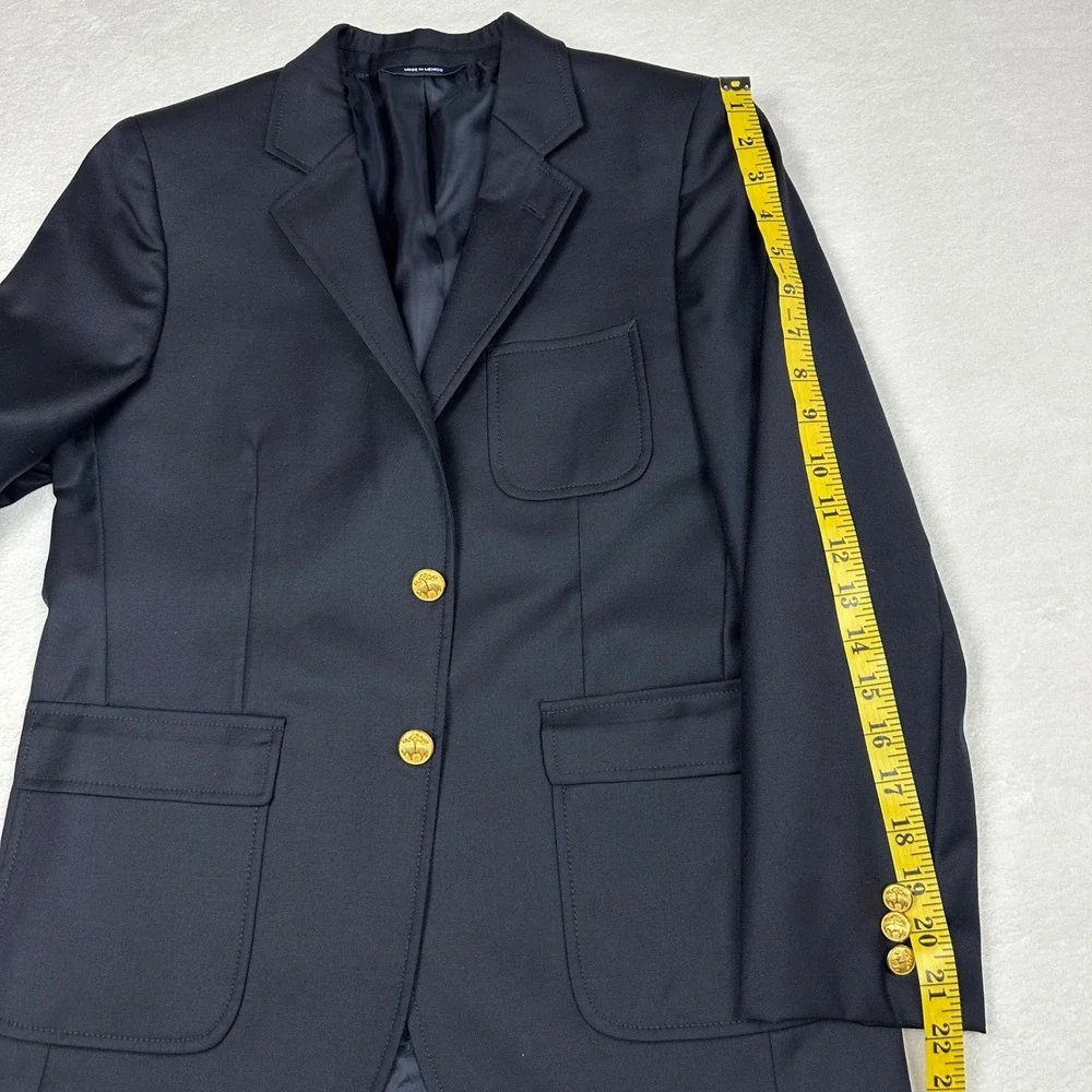 Brooks Brothers Boys Navy Blue Loro Piana Super‎ 120s Wool Blazer Jacket Size 16